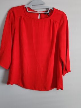 The Limited Red Scoop-Neck Blouse - 3/4 Sleeves